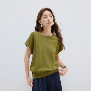 Giordano Designer Short Sleeve Knitted Summer Top Women Loose Batwing round Neck Pullover Korean Style 18355205