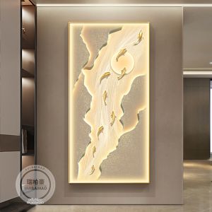 RUIBAHAO | Luxurious Nine Fish Wall Art with LED Light