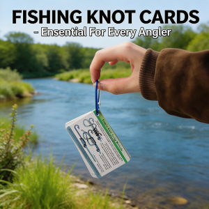 JSFUN Fishing KnotTying Guide Card Set with Keychain Clip Waterproof Portable Angler Reference for Beginners Step by Step Tutori