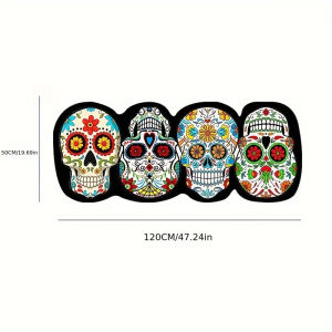 VIKAMA Skull Pattern Carpet - Colorful Bedroom Entrance - Halloween And Day Of The Dead Bedside Rug - Festive Decoration