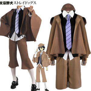 Anime Bungo Stray Dogs Edogawa Rampo Cosplay Costume Japanese Detective Cloak Uniform Outfit Cloak Shirt Vest Hat 6pcs Full Suits