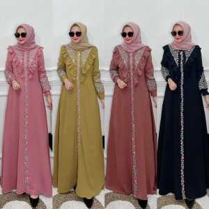 gamis terbaru pesta mewah elegan modern kekinian dress wanita baju muslim terlaris motif bordir