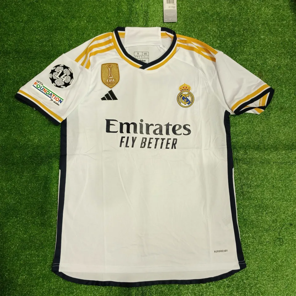 JERSEY BOLA REAL MADRID HOME NEW 2023 2024 PATCH UCL GRADE IMPORT 