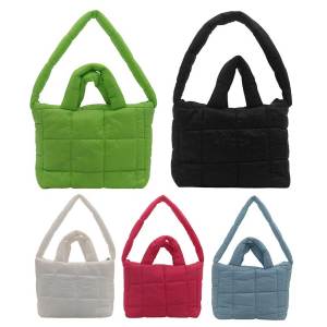 Women Quilted Cross Body Bag in Bright Solid Colors with Puffer Style for Shopping and Travel