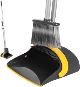 BOOMJOY Broom Dustpan Set Broom and Dustpan Combo with 52" Long Handle for Lobby Kitchen Room Office Indoor Dustpan with Broom Set for Home Floor Use Lobby Dust Pan Sweep Combo