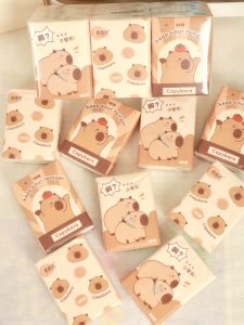 Portable Capybara Handkerchief Paper Small Size Student Cute Face Towel Paper Three Layers Eight Pieces Original Fiber