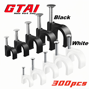 300pcs cable clamps nail in cable clips，4-10mm round ethernet cable wall clips cable tacks coax cable clip speaker wire clips