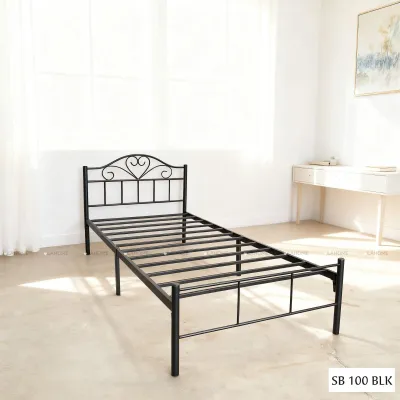 Black White Metal Single Bed Katil Bujang Hitam Putih