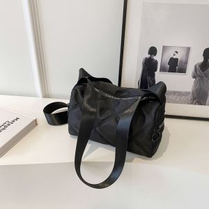 Casual Nylon Single Shoulder Bag with Letter Pattern Pillow Shape Fashionable Texture Crossbody Bag for Young Adults