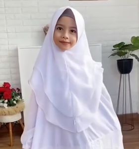 Hijab Himar Anak 2 Layer Ceruty Babydoll Premium All Size Untuk Umur 4-14 Tahun Jilbab Khimar Syari Kids Ceruti babydoll 2 Layar Kerudung Instan Dua Layar anak anak sampai Remaja