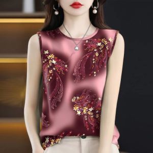 Loose Womens Vest Top Summer Spring Fashion Print Inner Wear Sleeveless Tank Top Womens Comfortable Breathable Outerwear