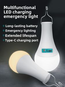 Outdoor Ultra-Bright LED Bulb TypeC Charging Mobile Emergency Light for Toilet Camping Street Vendors Power Outage Emergency Lamp