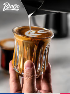 Bincoo Hand-Poured Coffee Glass Tasting Cup Vintage Dirty Australian White Cup Italian Espresso Cup Glass Material Texture Pattern