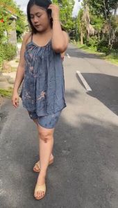 setelan celana pendek / piyama / baju tidur khas bali smoke