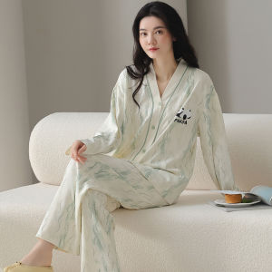 Miiow | Womens Long Sleeve Sleepwear Set Comfortable Breathable Pure Cotton Plus Size Casual Style Home Clothes Suitable For Outdoor