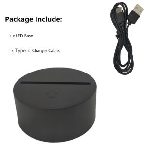 Factory 3D LED Light Lamp Base Cartoon Acrylic 7 Colors Light Show Display Stand With Remote Type-c Cable Black White Optional