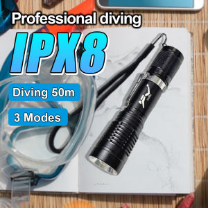 IPX8 Portable Led Diving Flashlight High Brightness Dive Lantern Rechargeable 18650 Battery Snorkeling Hand Torch Underwater