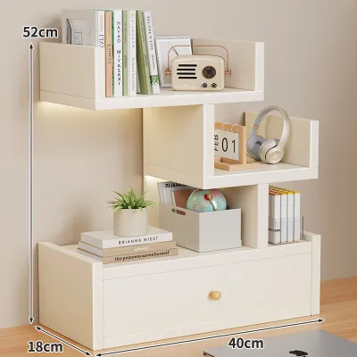 Simple Desktop Bookshelf Multi-Layer Storage Rack for Living Room Bedroom Office Small Tabletop Organizer No-Install Required