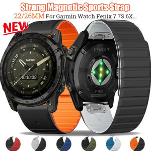 22Mm 26Mm Từ dây đeo thể thao Cho Đồng hồ Garmin Fenix 7 7X5 S 6 3 Sillicone Dây đeo chống thấm nước Cho Garmin Enduro2/Quatix5/Cách Tiếp cận S60 / Descent Mk1
