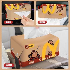 Cute Hanging Car Dashboard Organizer Box Leather Tissue Holder Female Driver Decorative Accessory for Vehicle Interior