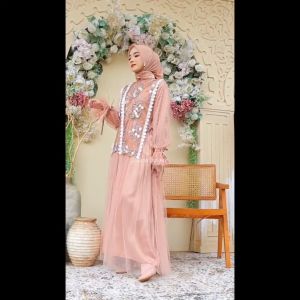 JD REALPIC Maxy Trisna Fashion Pakaian Wanita Gamis Maxi Bahan Velvet Kombinasi Tile