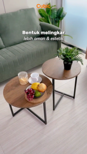 Cubic Meja Tamu Bulat Minimalis / Coffee Table Set / Nested Table 2 Tingkat - LIVINA CFT 122 J
