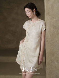 JK&JS | Đầm Cheongsam YunXiu Mẫu In Rayon Jacquard Thêu Nặng Nút Xéo