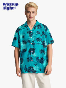 Wassup Fight Mens Hawaiian Shirt Beach Vacation Tommy Flower Pattern Standard Fit Short Sleeve Cool Polyester Fiber Summer
