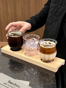 Creative Colorful Heat Resistant Glass Cup Set Handmade Petal Cup Solo Coffee Tasting Cup with Tray Unique Irregular Shape