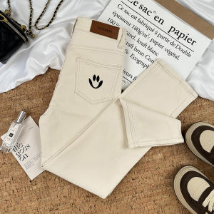 High Waist Slim Fit Straight Leg Jeans Womens Khaki Color Autumn New Style Cotton Stretch Denim Anti-Wrinkle Zipper Closure