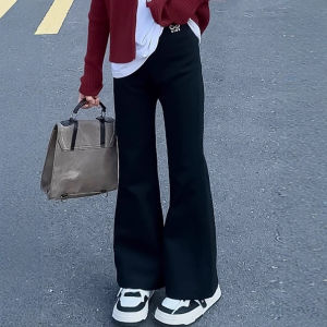 High Waist Fleece Lined Casual Shark Pants for Girls Spring Autumn Loose Fit Versatile Childrens Korean Style Wide Leg Pants