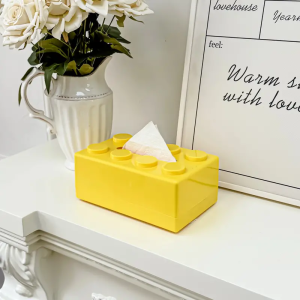 Lego-Style Tissue Box Holder Wall Mounted Desktop  Decorative Cute Design Napkin Dispenser Paper Holder Home Decor