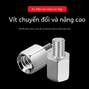 Đầu Chuyển Đổi Gương Chiếu Hậu Xe Máy Điện 8/10mm Vít Nâng Gương Chiếu Hậu Vít Chuyển Đổi Sợi Thẳng Phụ Kiện Xe Điện