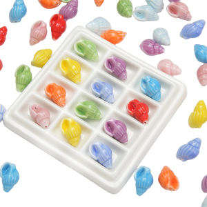 2Pcs 14x22mm Handmade Painted Colorful Ceramic Conch Beads Charms for DIY Bracelet Jewelry Craft Making Accessories