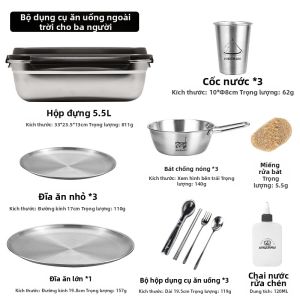 HIKEMAN | Bộ Dụng Cụ Ăn Dã Ngoại Bằng Thép Không Gỉ 304