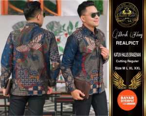 Kemeja Pria Merak Navy Bahan katun halus lapis furing lengan panjang