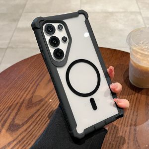 For Magsafe Clear Soft Shockproof Armor Case For Samsung S25 Ultra S24 Plus Magnetic Wireless Charging Hard Hybrid Bumper Cover