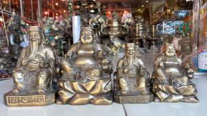 Thần Tài Thổ Địa Bằng Đồng Màu Nâu Giả Cổ Để Bàn Thờ Thần Tài