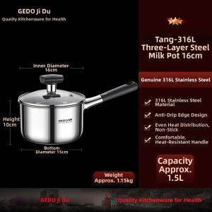 GEDO | Non-stick 316L Stainless Steel Baby Food Cooking Pot