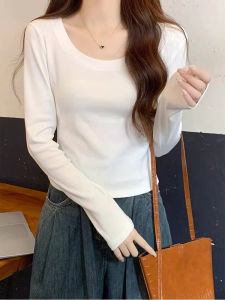 Stylish Elegant New Spring Blouse Low Round Neck Cotton Long Sleeve