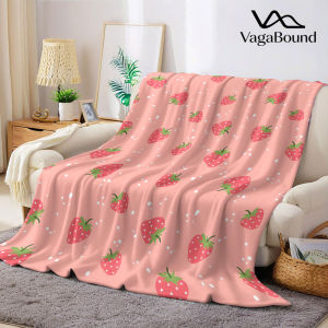 BILIBILI | pink strawberry pattern Flannel Blanket Warm Soft Halloween Christmas Decorative Couch Warm Cozy All-Season Gift