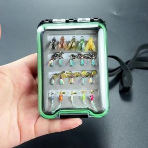 20Pcs Micro Fly Fishing Lures Kit with BoxSimulation Insect Spinner Jig Fly Hooks Artificial Bait for Trout Perch Bass Stream