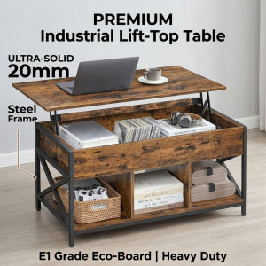 Global Storage Coffee Table Hidden Compartment Livingroom Adjustable Tea Table Lift Top Table