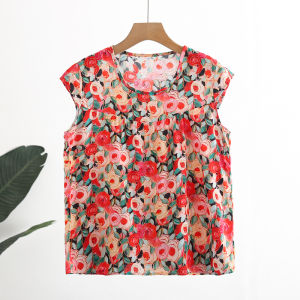 Middle-aged and Elderly Cotton Sleeveless Round-neck Summer Top