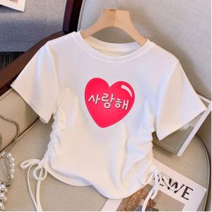 Cauapparel  T-shirt Trendy KoreanStyle Baju Atasan Crop Tali Serut Anak Perempuan Usia 1 - 11 Tahun SARANGHAEO berkualitas Cotton Combad premium