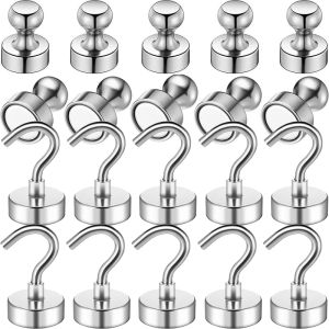 12mm Super Strong Heavy Duty Magnet Powerful Magnetic Hook Push Pin Perfect for Refrigerator Whiteboard Office School Photo Memo