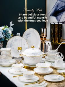 JINGDITAOCI | Aesthetic Luxurious Porcelain Dinnerware Set