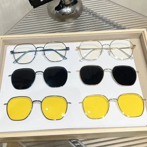 3 in1 Magnetic Clip Myopia Sunglasses Glasses Women Men Polarized Prescription Optical Big Frame Eyeglasses
