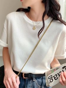 Áo Thun Nữ Tay Ngắn Dáng Rộng Mùa Hè Mới Phong Cách Thường Ngày Thời Trang Nửa Tay Áo Phong Cách Đường Phố Màu Trơn Chất Lượng Cao Cấp