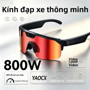 Kính Thể Thao Thông Minh 2026 HD Tích Hợp Camera 800W Chống Tia UV Trợ Lý Giọng Nói Dịch Thuật AI Gọi Điện Không Dây Bluetooth.